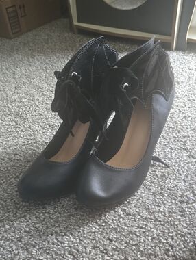 Black Women's Batwing Lace-Up Heels